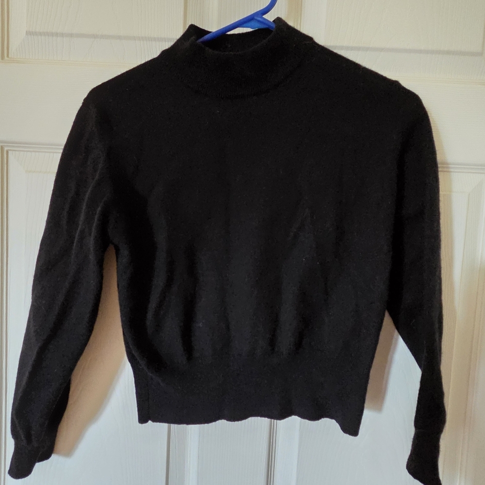 Black Wool Blend Women's Vintage Tan Jay Sweater Size XS